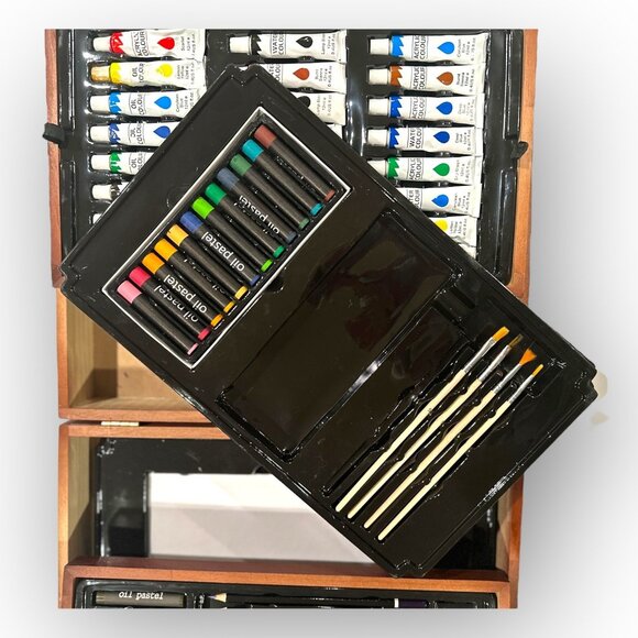 Vigorfun Deluxe Art Kit w Wooden Case and Easel w Strathmore Drawing Pad - Picture 9 of 16